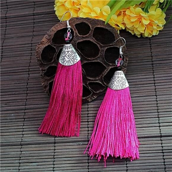 9 Pairs Colorful Boho Tassel- Long Thread Tassel Earrings Set for Women - - Picture 6 of 8
